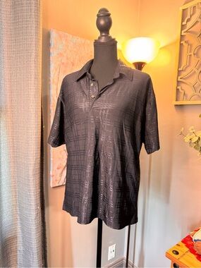 Burberry Polo Tee with Subtle Windowpane Texture